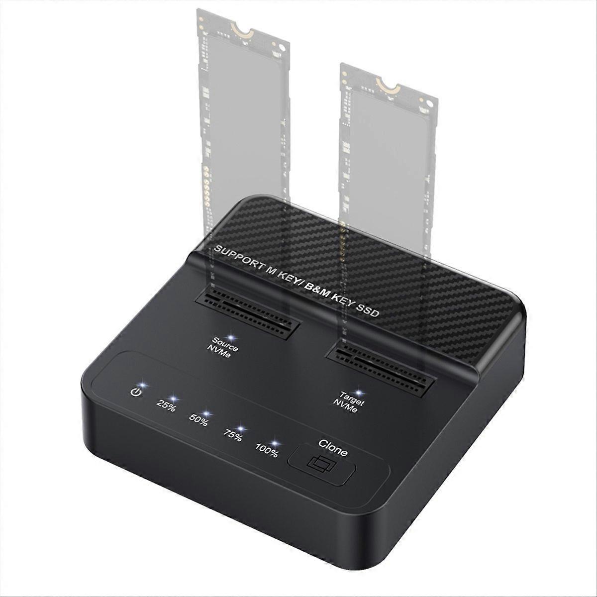 NVME M.2 SSD Docking Station Dual-Bay Duplicator UK Plug