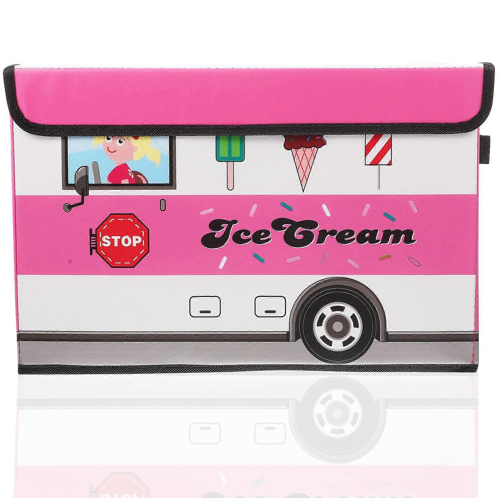 Pink Cloth Multi-Function Toy Box with Lid for Outdoor Storage Organizer