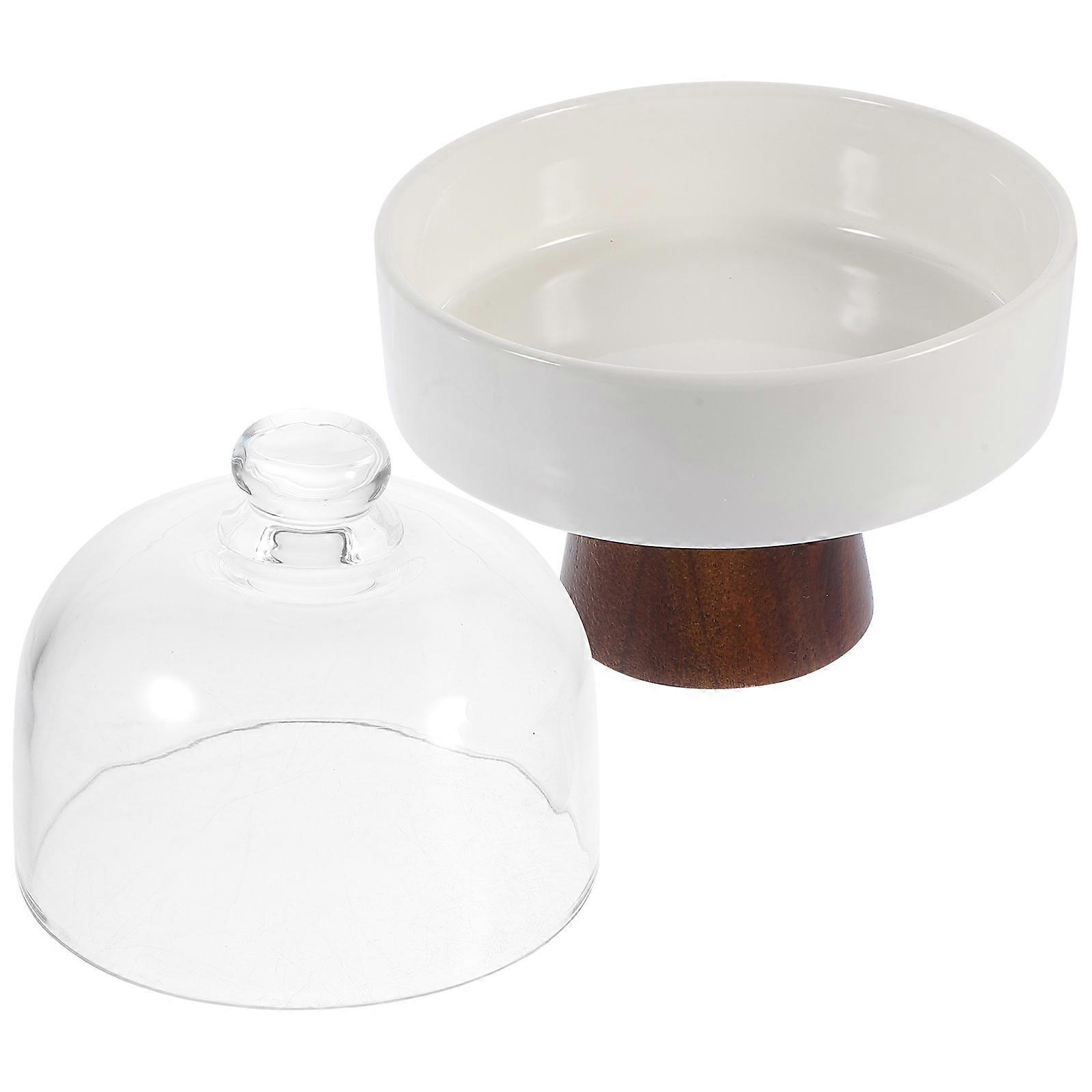 High-Footed Cake Stand with Dome for Holding Appetizer Ceramic Tray