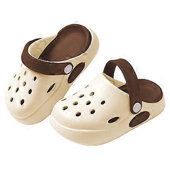 Jente- og guttesandaler sommer søte ensfargede lukkede tåsko med sklisikker myk såle, slip-on-sko for spedbarn, fritidssandaler for hverdagsbruk, khaki, 2-3 år