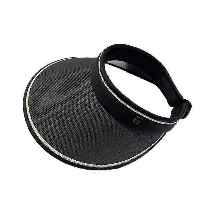 (black)summer Straw Empty Top Hat Foldable Sun Hat Double Big Brim