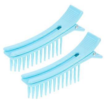 2pcs Clips de peluquería multifunción Corte de salón Teñido Peinado Pinzas para el cabello Clip de capas para el cabello (tamaño pequeño azul)
