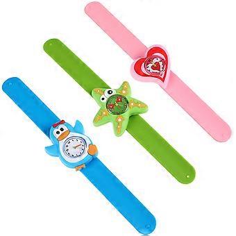 3 Pcs Silicone Slap Bracelet Relógios Cartoon Estilo Slap-on Relógios Time Machines Brinquedos Presentes para Crianças (Estilo Aleatório)