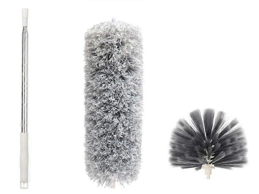Retractable Microfiber Spider Web Duster - High Ceiling Brush - Scratch-Resistant - Washable, Foldable - 250 cm, Grey