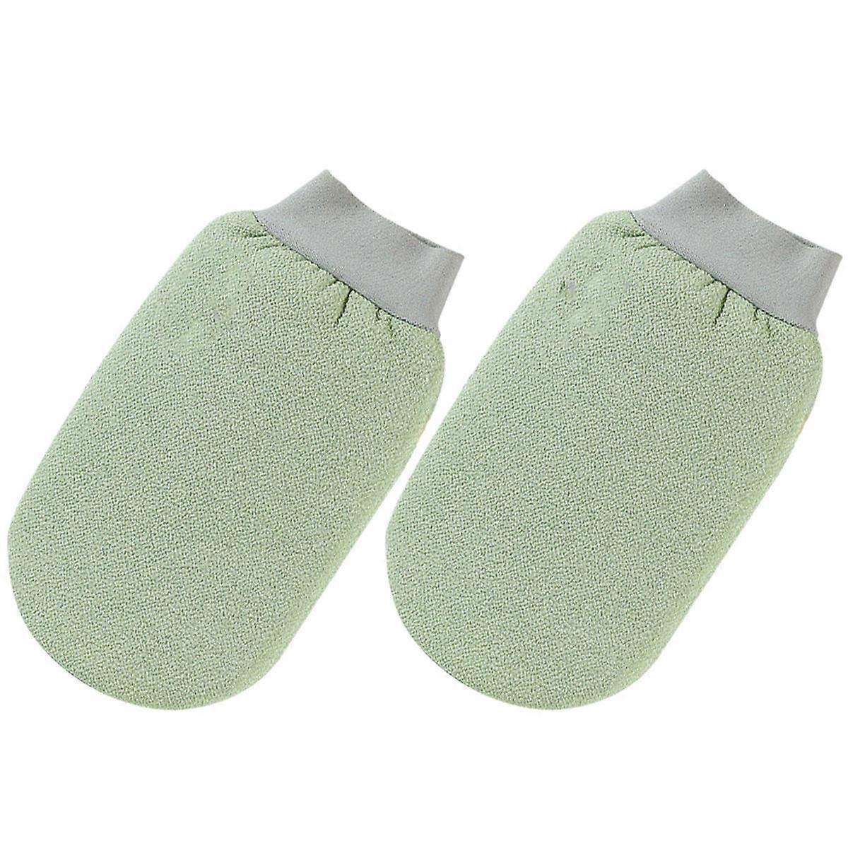 Green Bath Gloves Comfortable Bathing Gloves for Scrubbing 2Pcs