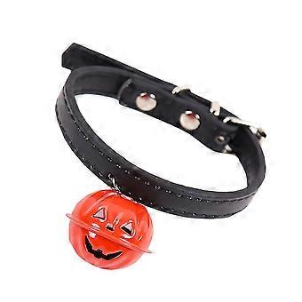 Adjustable Delicate Pumpkin Bell Pet Collar for Halloween Party Size S
