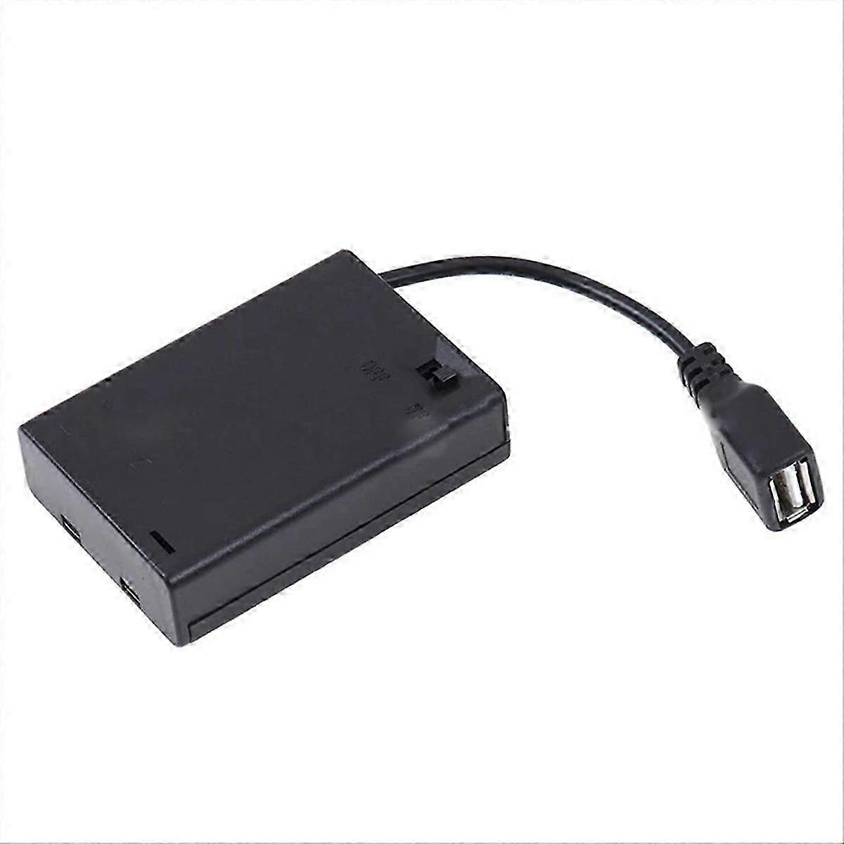 3xAA battery case with cover and switch, connected to USB socket