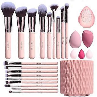 Meikkisiveltimet Premium Synthetic Foundation Powder Concealers Luomivärit 18 kpl sivellinsetti, jossa 5 Sponge & Holder Sponge Case (A-pinkki)
