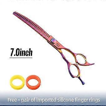 Curved Pet Thinning Shears 7.25" - Professional Grooming Scissors For Dogs And