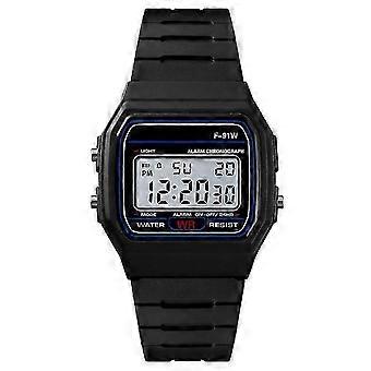 F-91W Montre électronique multifonction à bracelet en silicone à bracelet en silicone à mouvement numérique analogique