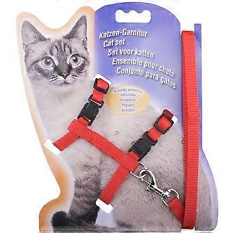 Cat Harness, Adjustable Design Nylon Strap Collar With Leash, Breakaway Cat Safety Harness For Small Cat Dog-Red