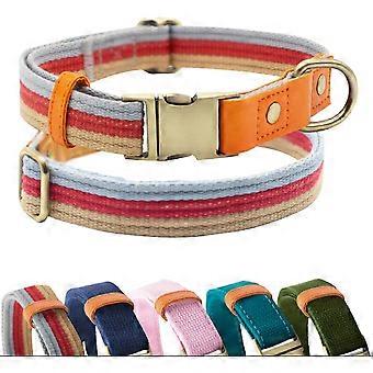 Canvas Nylon Dog Collar Durable and Adjustable Classic Pet Collars with Quick-Release Metal Buckle and D-Ring for Small Medium Large Boy and Girl Dogs