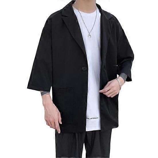 Men Suit Coat Solid Color Spring Summer Suit Jacket Single-Button Lapel Design