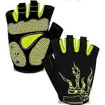 Luvas de ciclismo luvas de bicicleta-[5MM Shock-absorbing SBR Gel] [Proteção total da palma da mão], amarelo, s