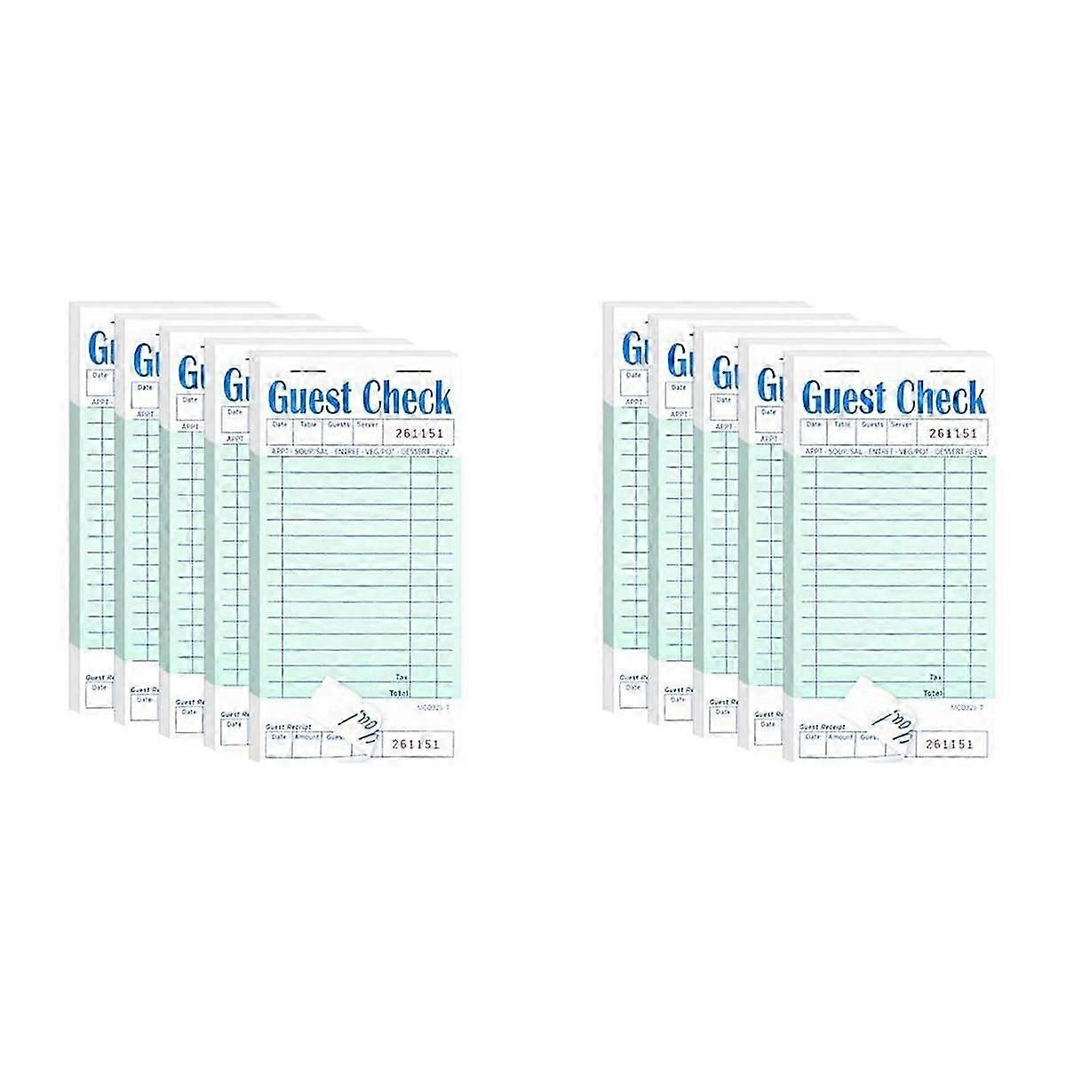 5-Pack Guest Check Pads, Perforated Server Note Pads with Serial Number, 6.69x3.15 Inches, 50 Sheets per Pad for Restaurant Waitstaff