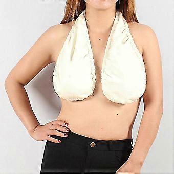 Damen Tata Handtuch BHs Crop Neck Wrap Dessous Fester Samt Polyester A