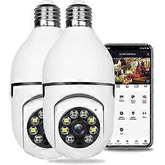 2pc Wireless Wifi Light Bulb Camera Security Camera,dome Surveillance Camera Hd Night Vision Light Socket Camera, Outdoor 1080p 360 Degree Panoramic C