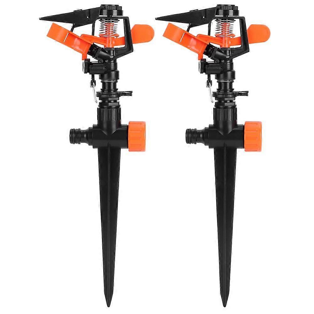 2 Sets Automatic Irrigation Sprinkler with Ground Insert Bracket for Garden