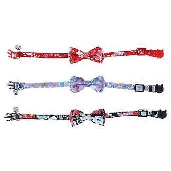 Cat Necklace Adjustable Pet Collar with Bow Ties and Bells 9Pcs Set