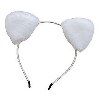 Faixa de cabelo feminina macia e fofa de pelúcia com orelhas de gatinho de desenho animado, elástica, com aba estreita, antiderrapante, ajuste regular, cor sólida, para decoração de cabelo.