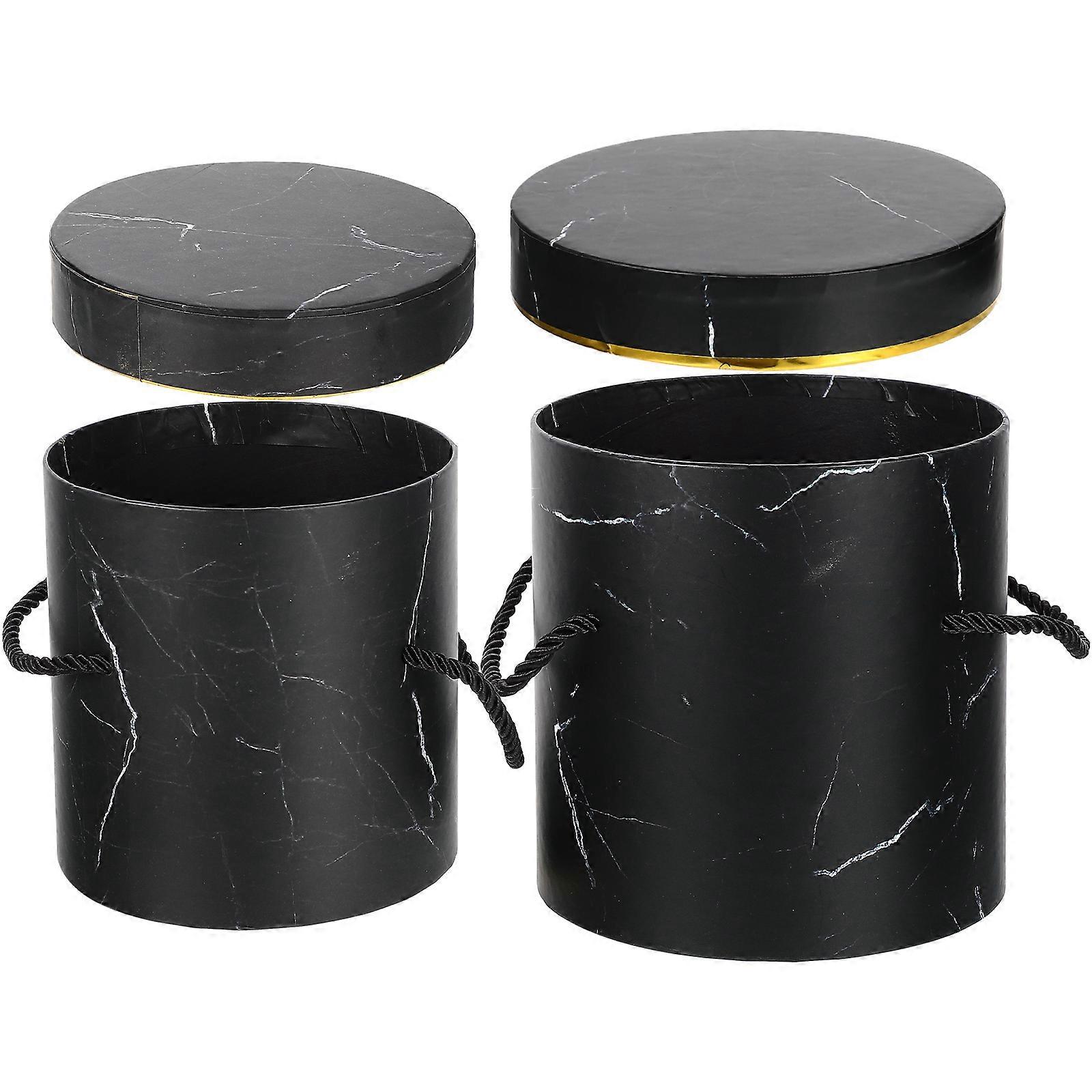 Handheld Flower Packaging Boxes for Storage Use 2Pcs Black Flower Gift Boxes