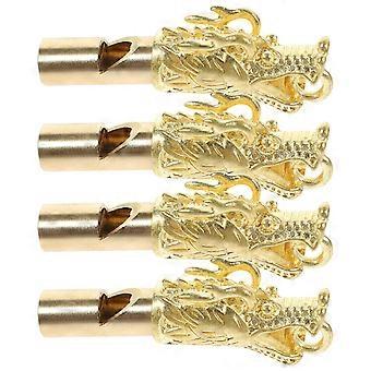 Golden Brass Dragon Head Whistle for Emergency Use 4Pcs Pack
