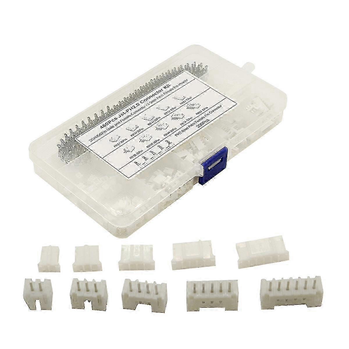 460pcs jst ph2.0mm pitch 2/3/4p plástico shell base conector conector kit