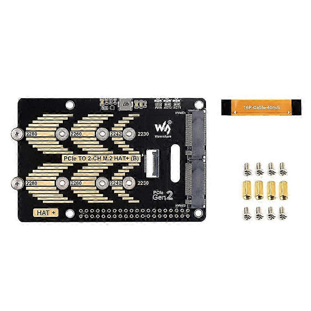Waveshare PCIe to Dual Channel M.2 Adapter Board Module compatible with Raspberry Pi 5 5Gbps Module Hard Disk Read/Write Faster Module