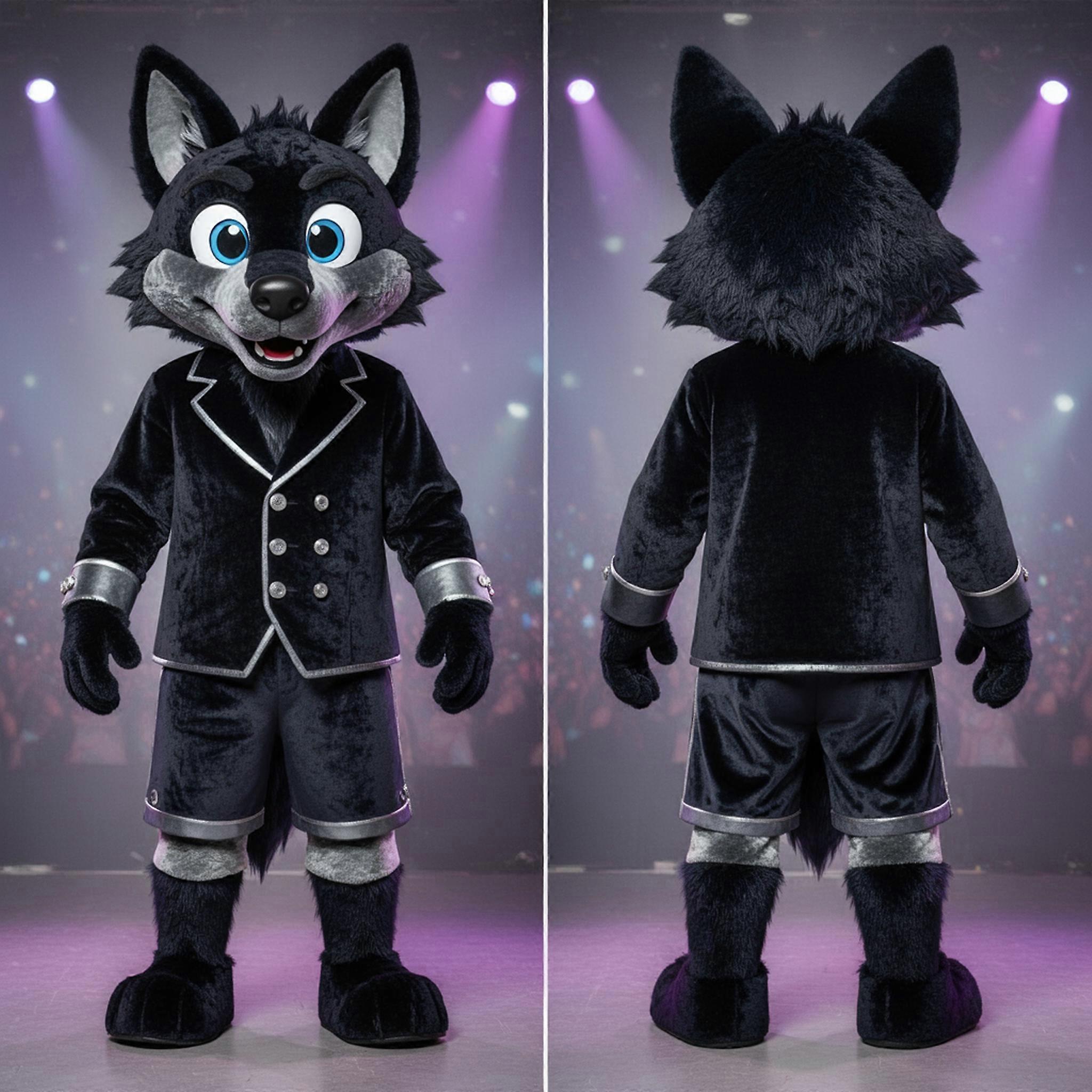 MASTICOT Midnight Black Cartoon Say Wolf Mascot