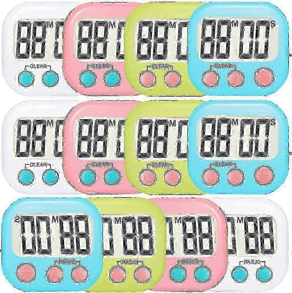 12 Pack Electronic Countdown Timer Strong Magnetic Digital Kitchen Timer Loud Alarm Small Size