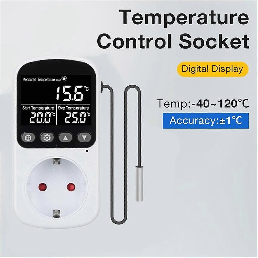 Digital Temperature Control Socket with Timer 16A Backlight for Refrigerators Temperature Controller Socket EU Plug
