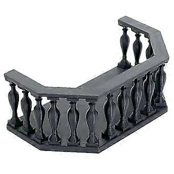 European Miniature Dollhouse Balcony Set with Railing - Perfect for House DIY Model Scenes Black@O2