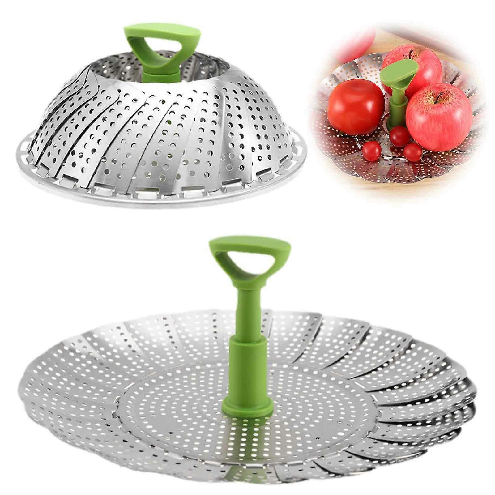 Steamer Basket for Kitchen, Stainless Steel Folding Insert with Adjustable Diameter