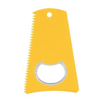 Waxkam en schraper voor surfplanken, met flessenopener, PVC gripverhoger voor surfers, geel.