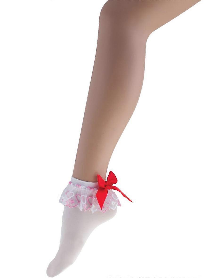 Women's white socks with red bow