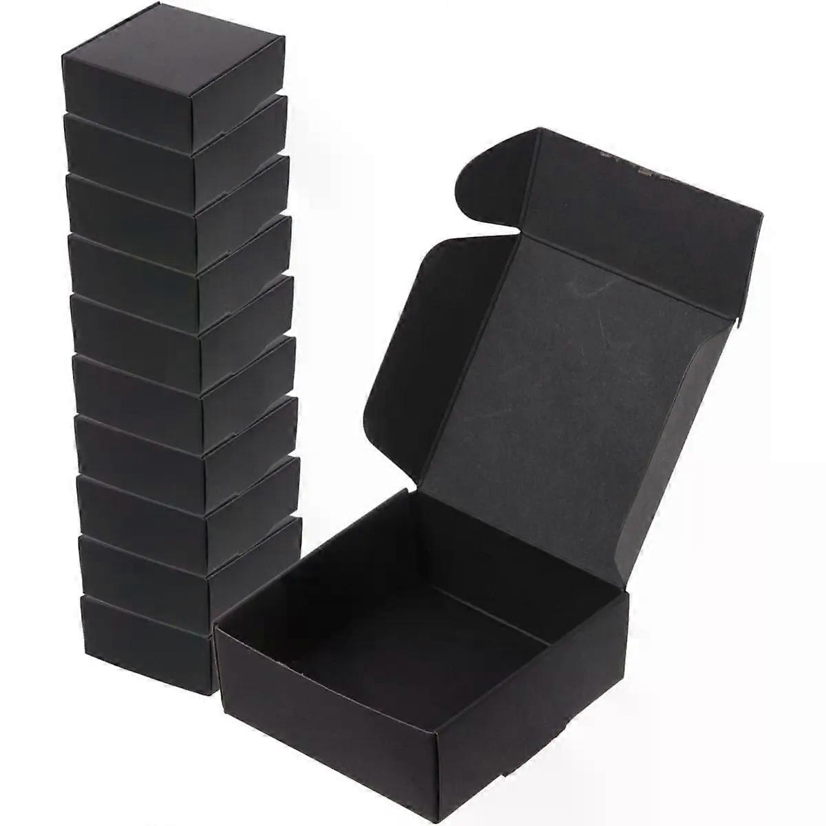 Black Paper Packing Boxes Foldable Lidded Mailers 20pcs