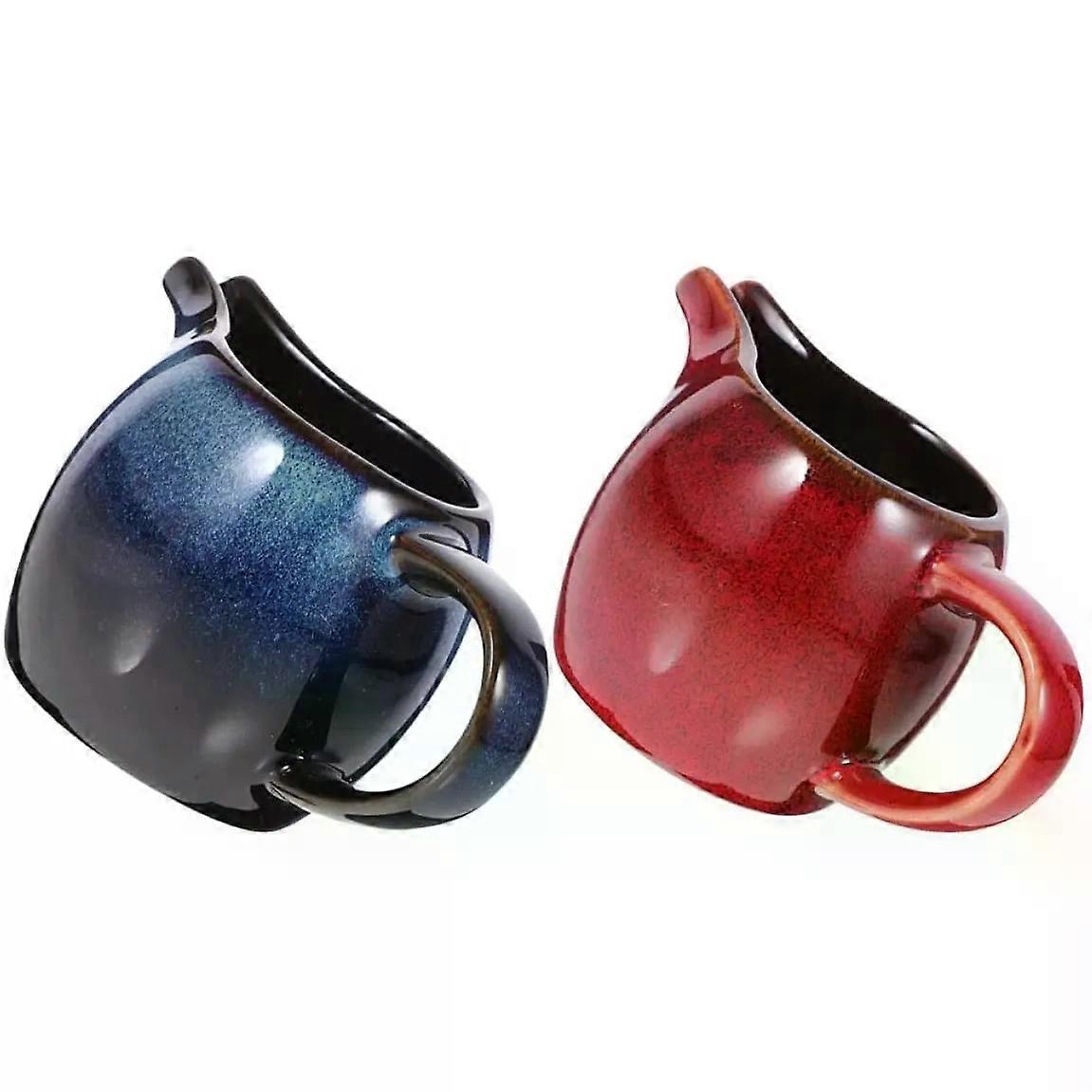 2 Piece Ceramic Cream Pitcher Set with Drip Resistant Spout