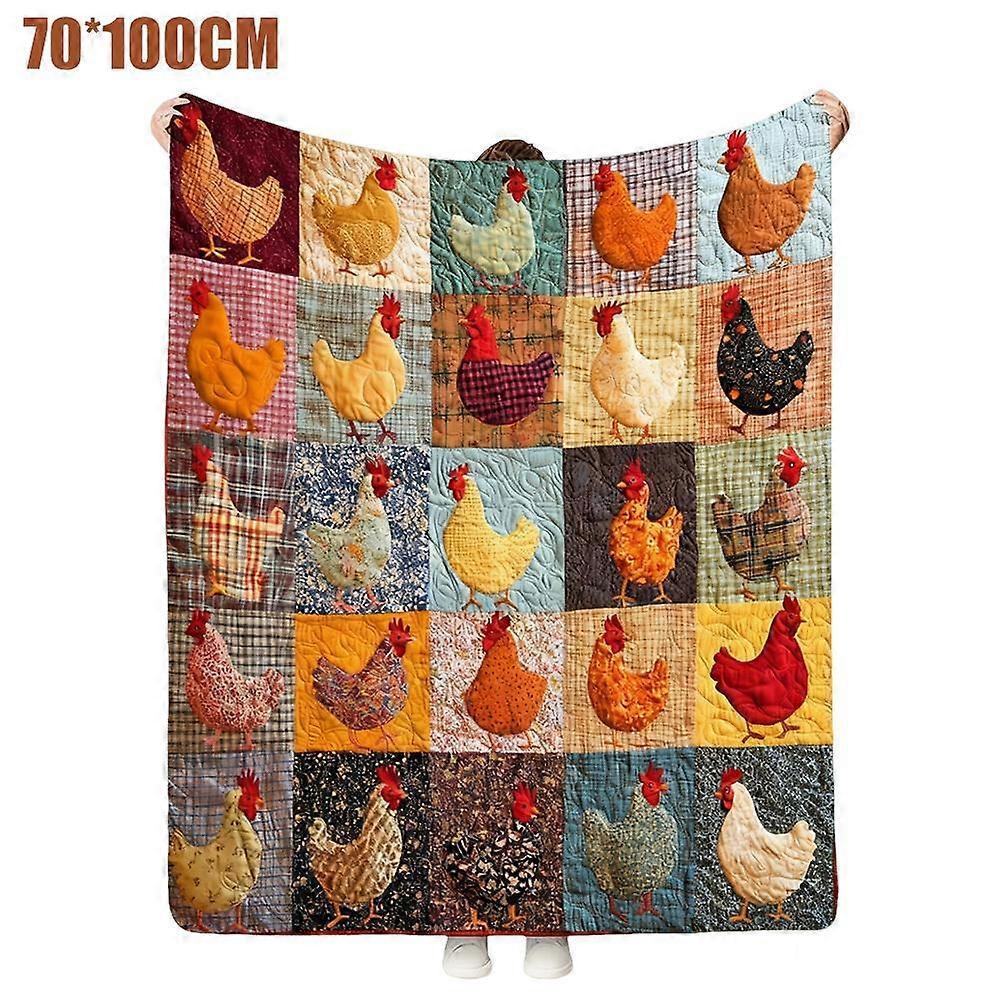 Rooster Plaid Polyester Flannel Throw