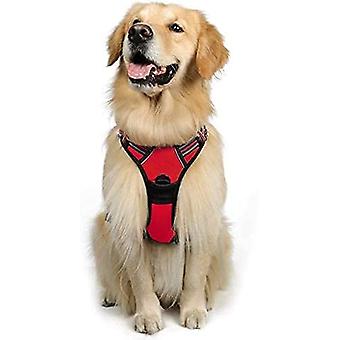 Red Harness Adjustable Reflective Traction Resistant Large Dog Vest with Front Attachment Leash Hook