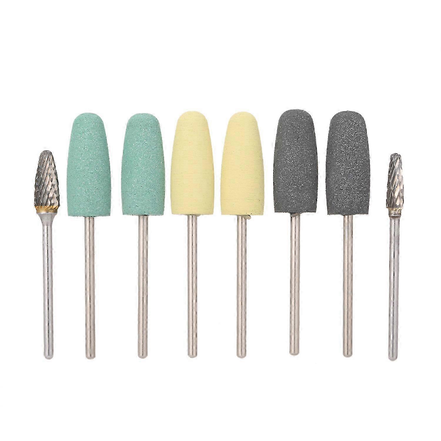 Rotary Bur Set 6pcs Silicone Drill Bits & 2pcs Tungsten Steel Drill Bit Grinding Heads For Rotary Tools Carving Tool Drill Bits Dental Burs Polishing