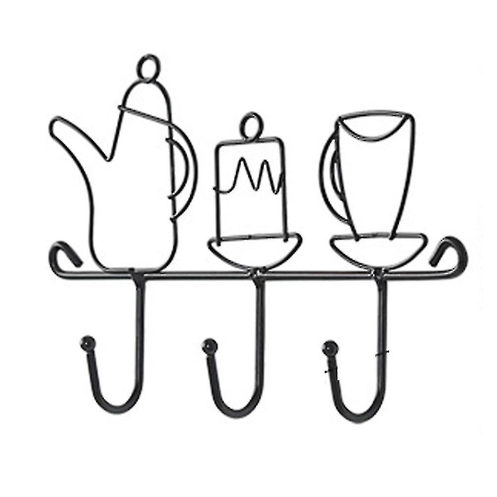 1pc Creative Metal Hanging Hook Chic Iron Hanger For Scarf Hat Bag Clothes Store Kettle Pattern Without Nails
