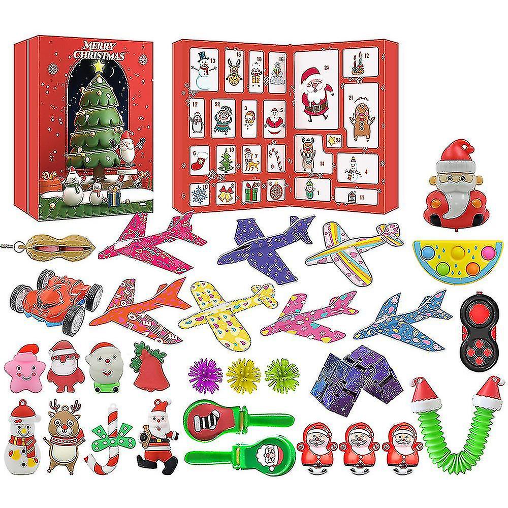 2023 Weihnachten Advent Countdown Kalender Blind Box mit 24 Tagen überraschter sensorischer Spielzeug Party Favors Vorräte