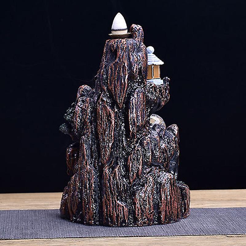 Waterfall Smoke Backflow Incense Holder LED Light Type Hotel Home Decor