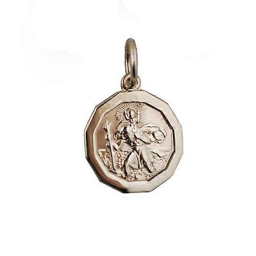 9ct Gold 13x13mm dodecagonal St Christopher Pendant