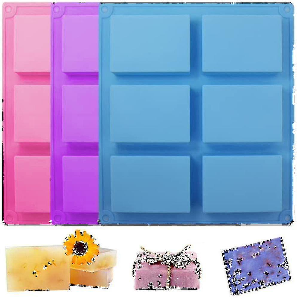3pcs Silicone Soap Molds 6-cavity Silicone Mold Rectangular Soap Mold High Quality
