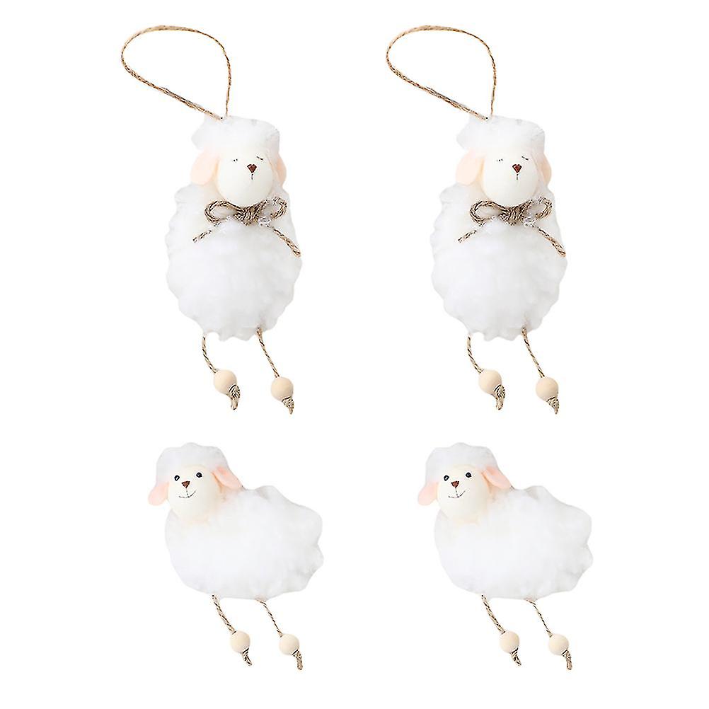 4pcs Lovely Small Sheep Pendant Easter Shop Window Adornment Dining Table Decor