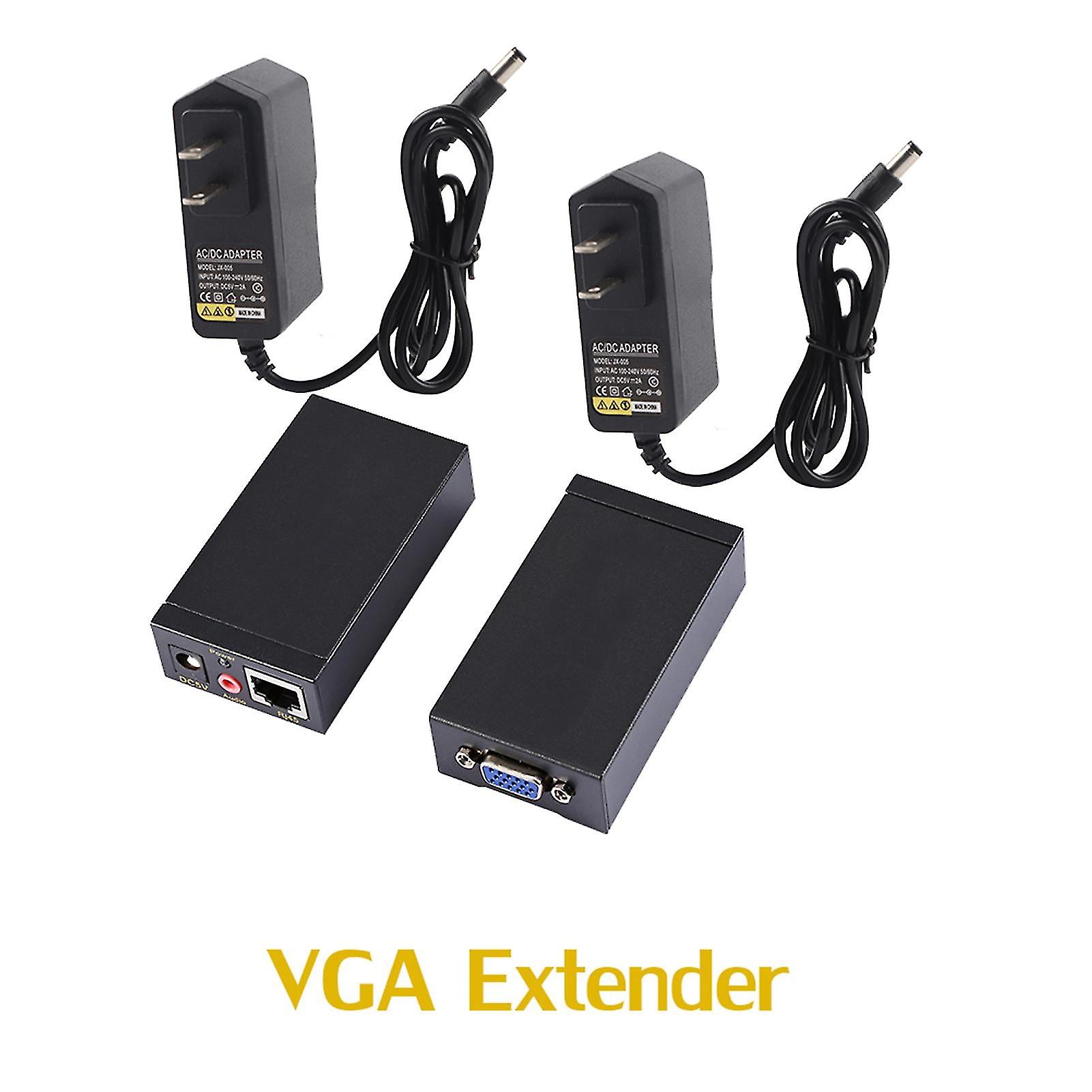1080P 100m Vga Svga Video Audio Extender Extension Over Rj45 Cat5e/6 Us Plug New