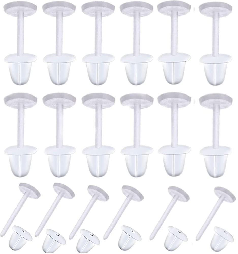 Plastic Earrings, 50 Pair Posts Clear Pins Back Rubber Eardrop Backs, Pins Rubber Earring