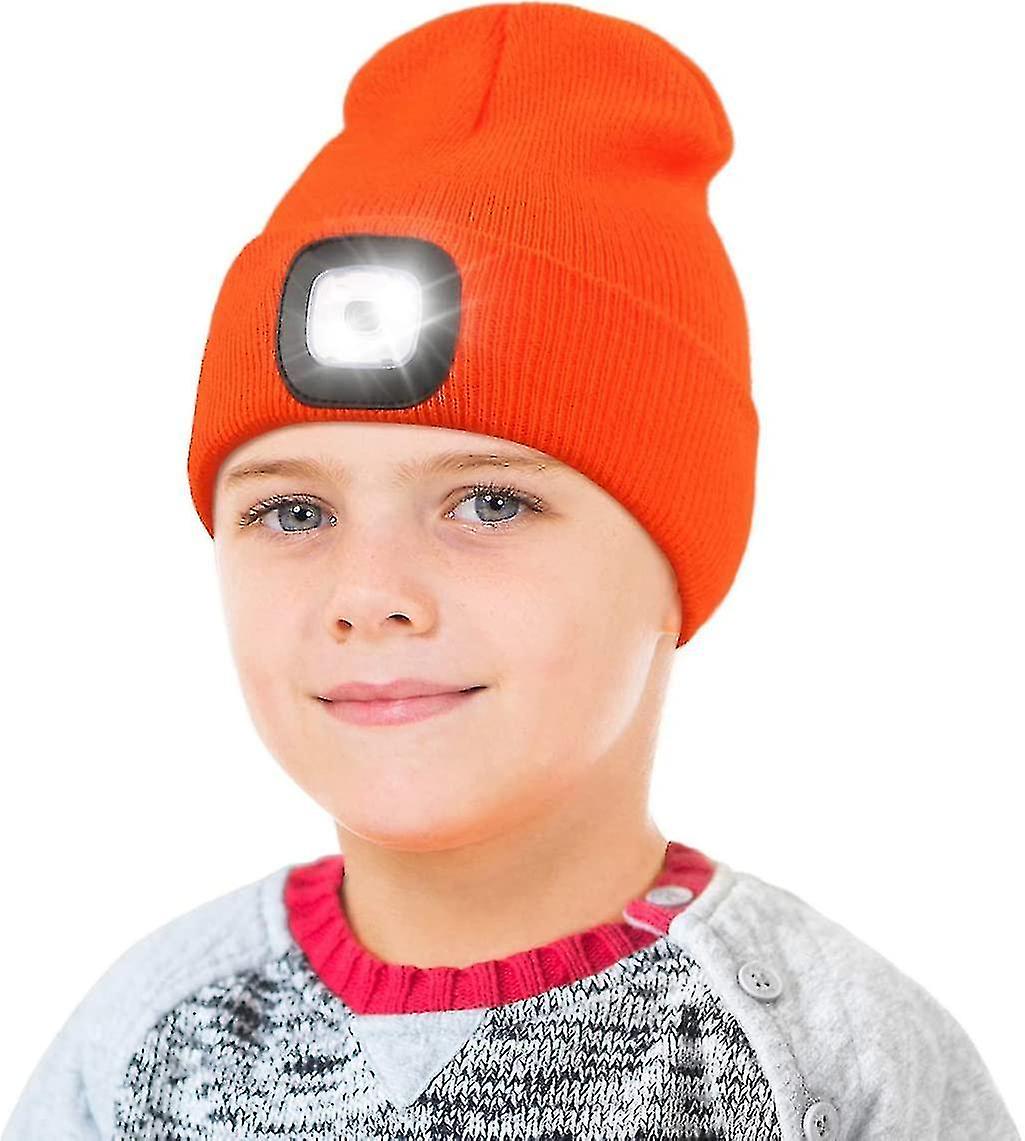 Rechargeable Led Hat, 4 Led Head Torch Hat, Unisex Warm Knitted Winter Hats For Hiking, Biking, Camp