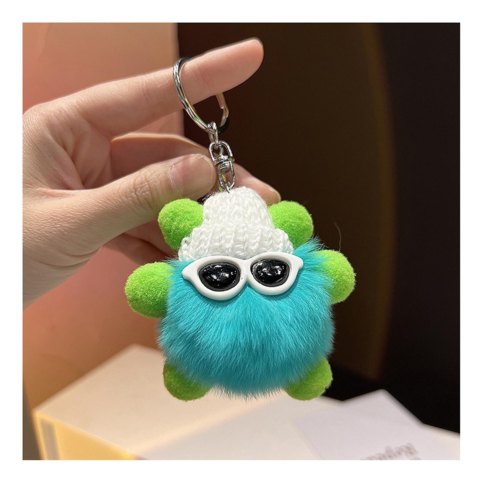 Cute Soft Plush Keyrings with Mini Sunglasses Stylish Backpack Keyrings Pendant for Car Key Schoolbag